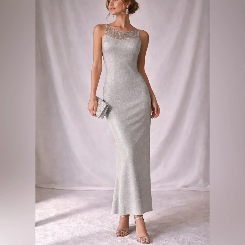 alex evenings silver dress Alex Evenings Rosette A-Line Gown - Navy